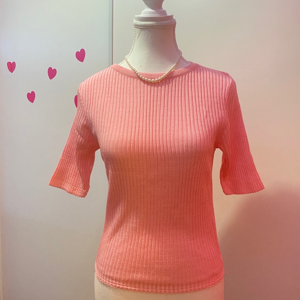 Vintage 1950s 1960s Paris Star Pink Knit Sweater